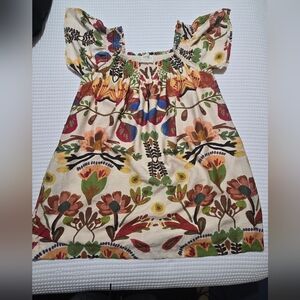 Umgee Cream Floral Blouse with Multicolor Accents